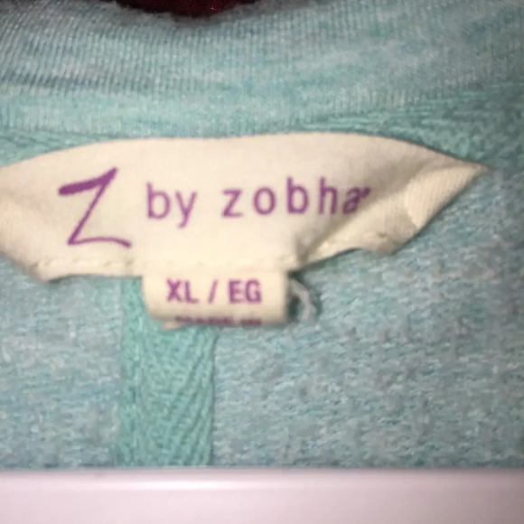 Z by Zobha Turquoise tunic sweat shirt lounge wear size XL 22 X 29 - Picture 7 of 7